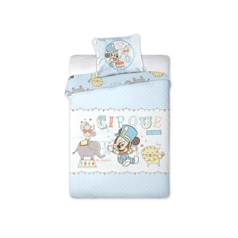 housse de couette mickey pour lit bébé bleu 100x135