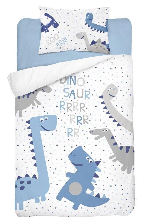 Housse de Couette Dinosaures pour lit Bébé - Bleu