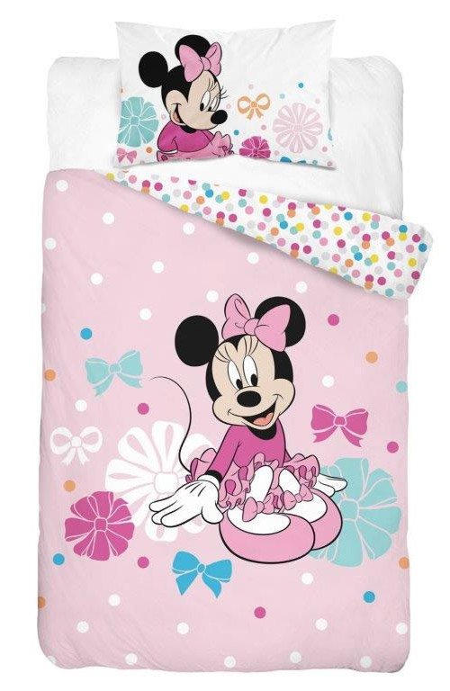 Minnie Mouse Beautiful Life Parure de lit réversible 100/% Coton Gris//Rose 140 x 200 cm