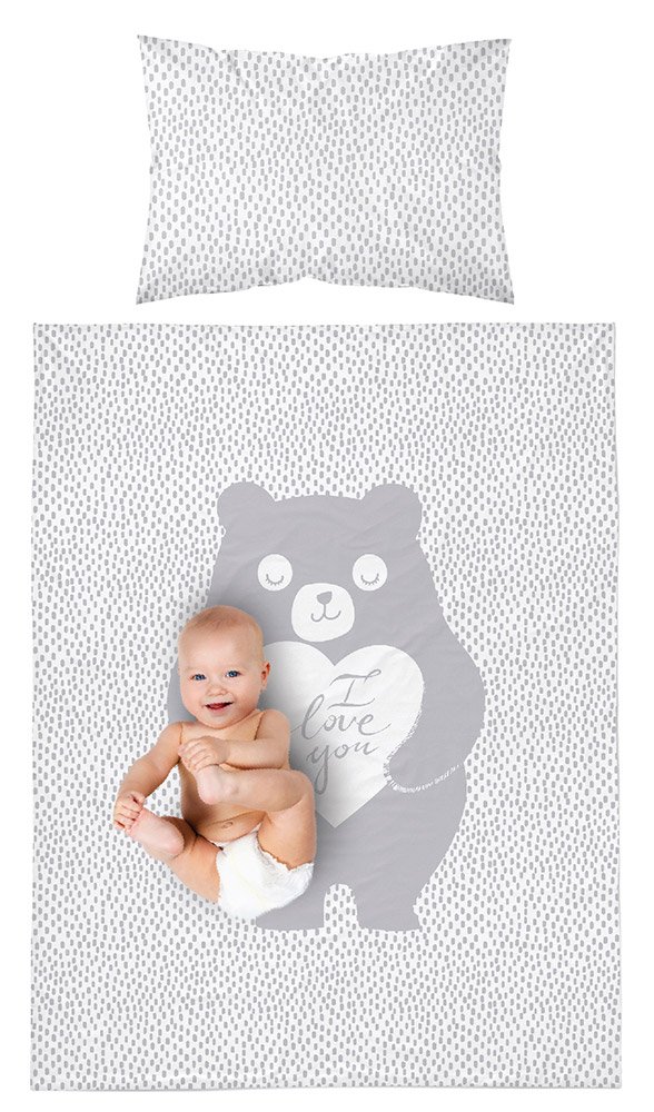 Parure Ours Pour Lit Bebe Housse De Couette Taie 2 Couleurs Disponibles