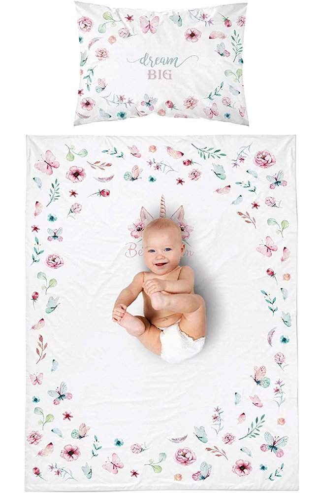 Parure Licorne Pour Lit Bebe Housse De Couette Taie 2 Couleurs Disponibles