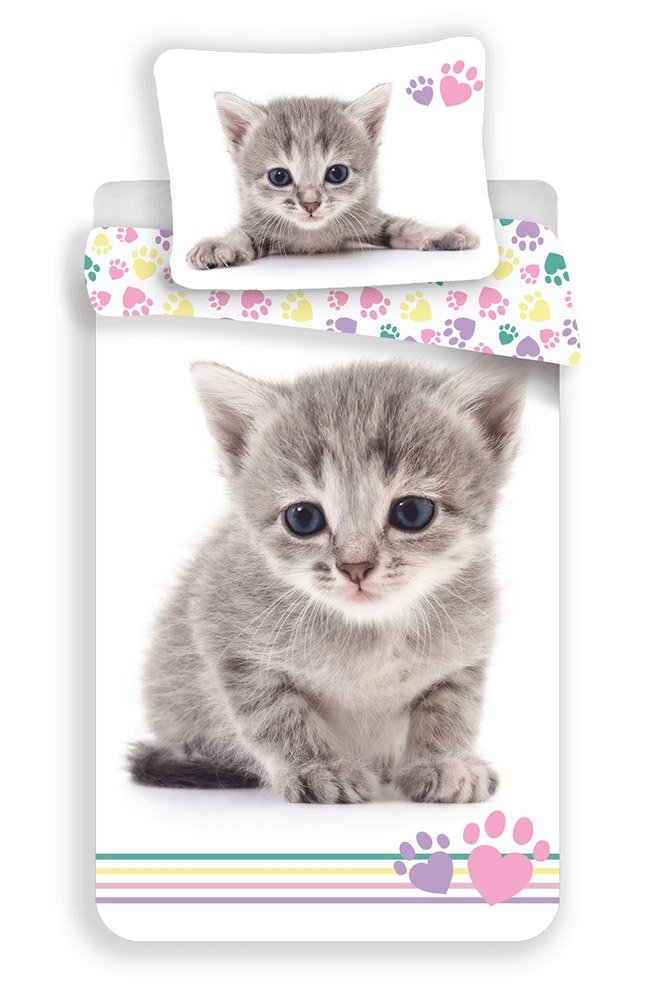 Parure De Lit Chaton Kitten Housse De Couette Reversible 140x0 Cm Taie Lesaccessoires